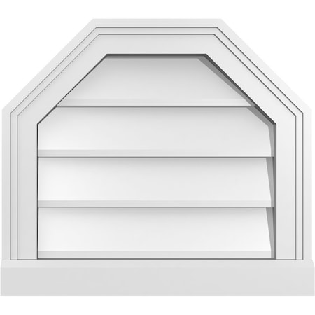 Ekena Millwork Octagonal Top Surface Mount PVC Gable Vent w/ 2"W x 2"P Brickmould Sill Frame, 18"W x 16"H GVPOT18X1603SN